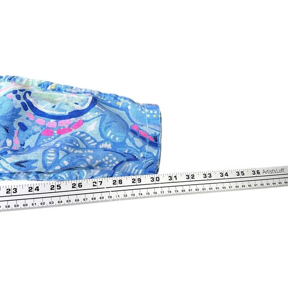 Lilly Pulitzer Aden Pants Women’s Large Blue Peri Pinch Pinch Linen Drawstring - Picture 7 of 8